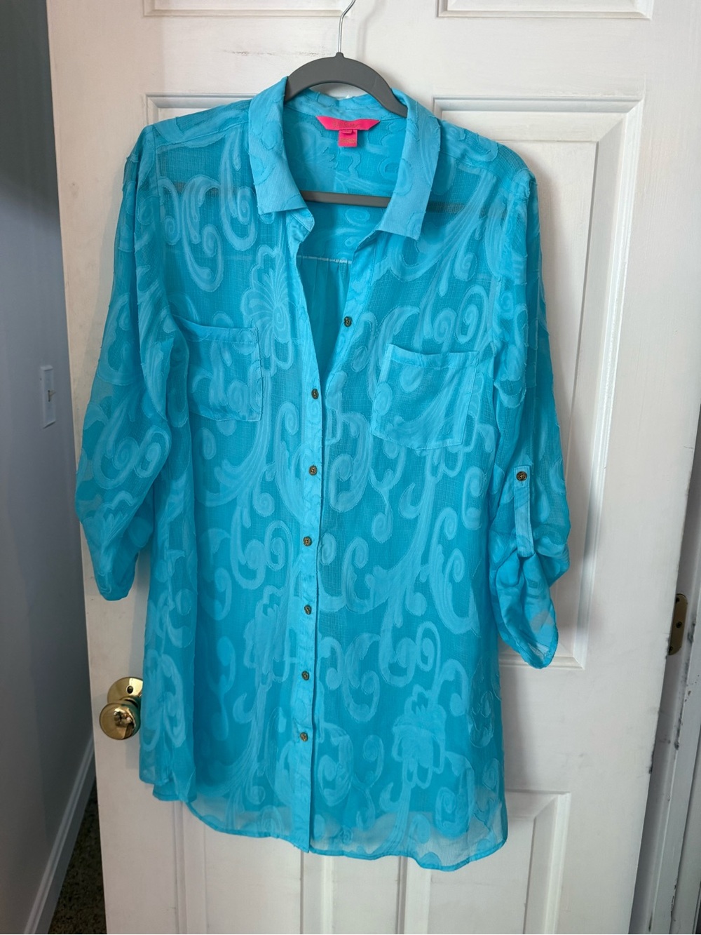 Lilly Pulitzer Sheer Turquoise Natalie cover up